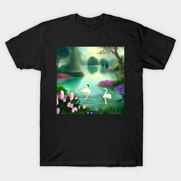 Swan Lake T-Shirt by Designlee